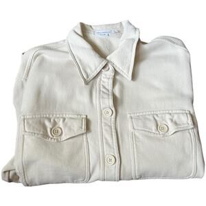 Good American Cream Shacket Size 1-2 Button Up Pockets Chore Barn Coastal Chic